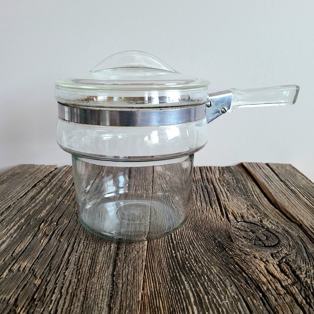 Pyrex glass cookware.